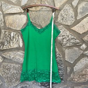 Camisole, XL, Green, lace trim